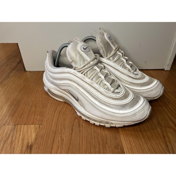 Nike Air Max 97 Shoes Mens Size 10 White Metallic Silver Running 921826-101 - Picture 1 of 10